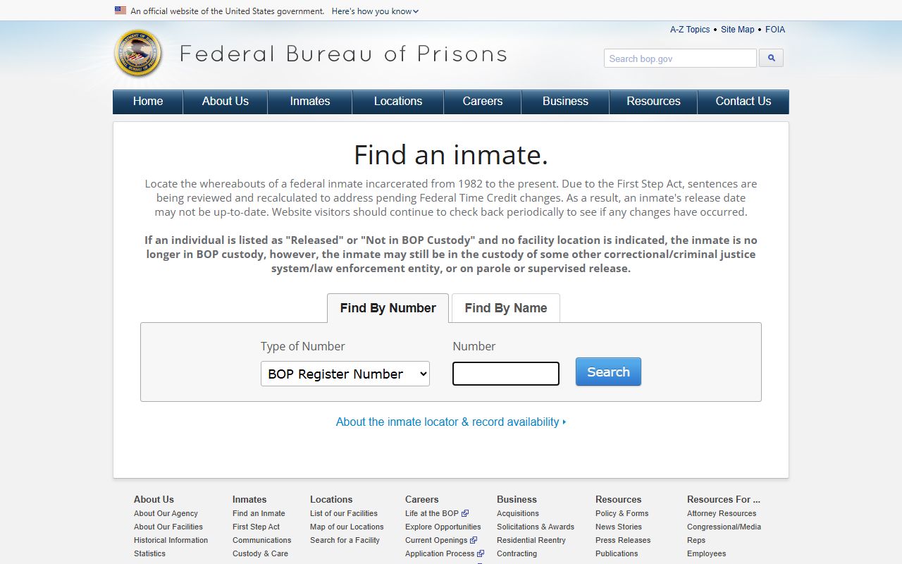 Columbia County inmate records BOP federal inmate locator
