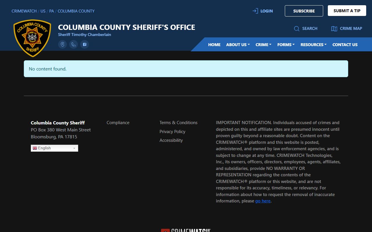Columbia County jail mugshots sheriff arrest feed